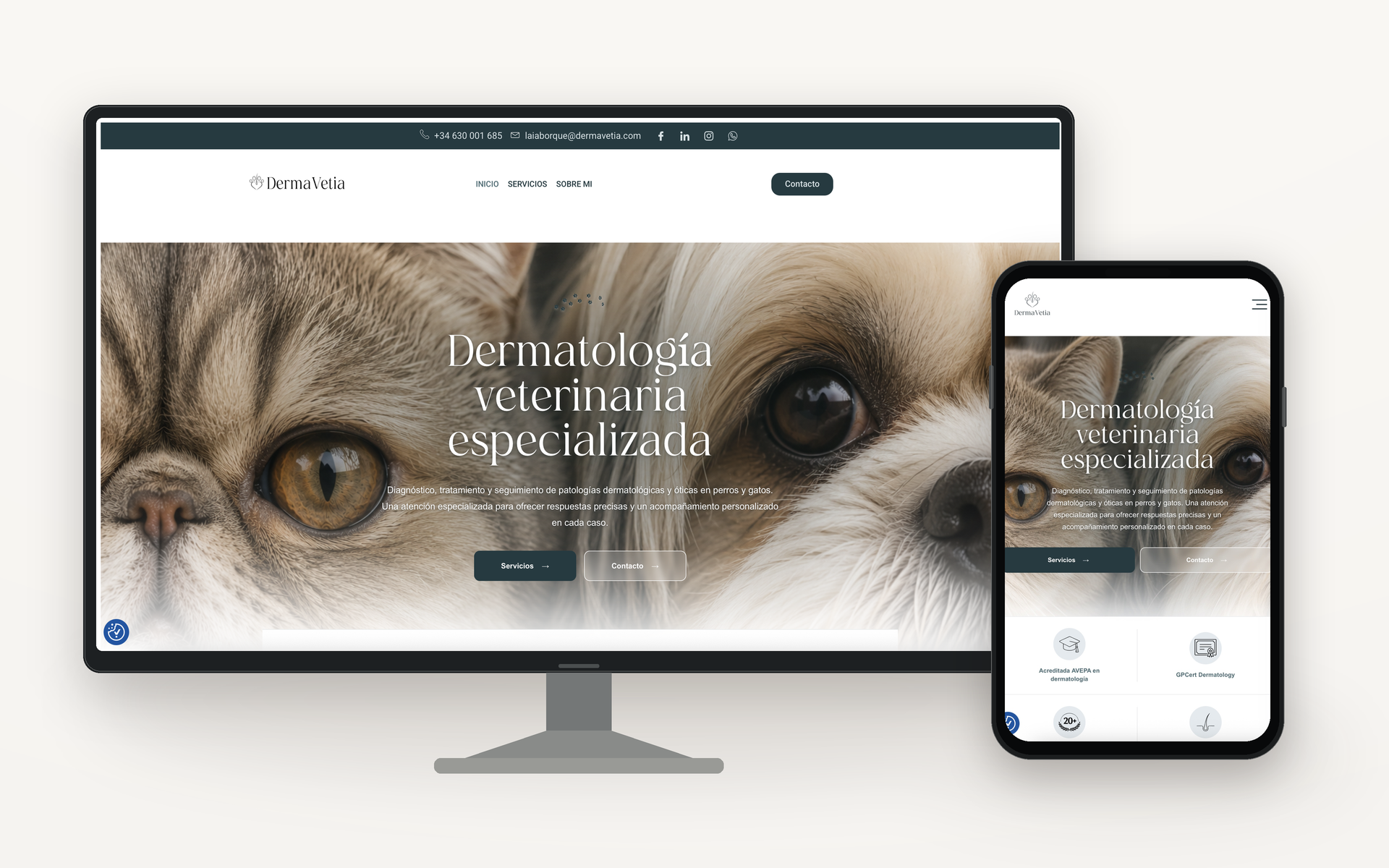 Diseño web de Dermavetia